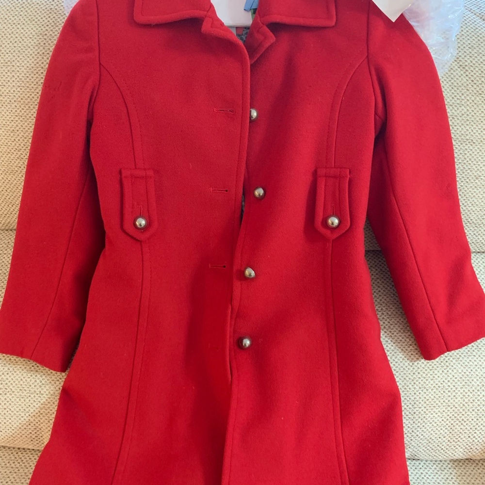 Girls pea coat in red